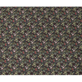 Black Base Multicolor Garden Floral Printed Cotton Lawn Fabric with White, Red, and Yellow Accents, 110 Cms Width, Made in Japan-D22530