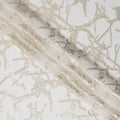 Ivory Silk Chiffon Fabric with Abstract Metallic Lurex Design, 110 Cms Width, Made in South Korea-D22563