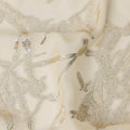Beige Silk Chiffon Fabric with Abstract Metallic Lurex Design, 110 Cms Width, Made in South Korea-D22564