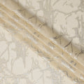 Beige Silk Chiffon Fabric with Abstract Metallic Lurex Design, 110 Cms Width, Made in South Korea-D22564