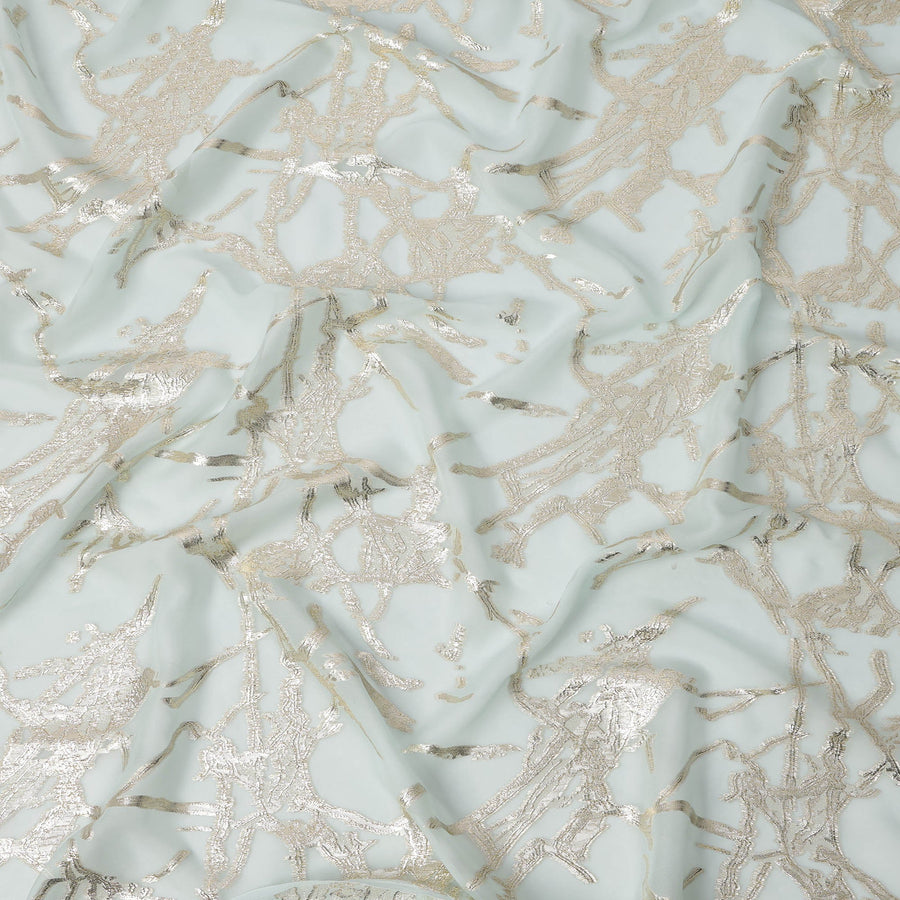 قماش شيفون حريري أخضر نعناعي بتصميم لوريكس معدني تجريدي، عرض 110 سم، صنع في كوريا الجنوبية - D22565