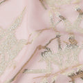 Blush Pink Silk Chiffon Fabric with Abstract Metallic Lurex Design, 110 Cms Width, Made in South Korea-D22566