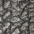 Charcoal Black Silk Chiffon Fabric with Abstract Metallic Lurex Design, 110 Cms Width, Made in South Korea-D22567