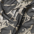 Charcoal Black Silk Chiffon Fabric with Abstract Metallic Lurex Design, 110 Cms Width, Made in South Korea-D22567