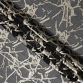 Charcoal Black Silk Chiffon Fabric with Abstract Metallic Lurex Design, 110 Cms Width, Made in South Korea-D22567