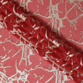 Coral Red Silk Chiffon Fabric with Abstract Metallic Lurex Design, 110 Cms Width, Made in South Korea-D22568