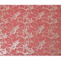 Coral Red Silk Chiffon Fabric with Abstract Metallic Lurex Design, 110 Cms Width, Made in South Korea-D22568