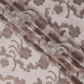 Blush Nude French Silk Chiffon Fabric with Metallic Lurex Floral Brocade Design, 110 Cms Width, Made in France-D22569