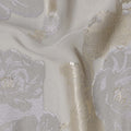 Light Grey French Silk Chiffon Fabric with Metallic Lurex Rose Floral Brocade Design, 110 Cms Width, Made in France-D22570