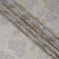 Light Grey French Silk Chiffon Fabric with Metallic Lurex Rose Floral Brocade Design, 110 Cms Width, Made in France-D22570