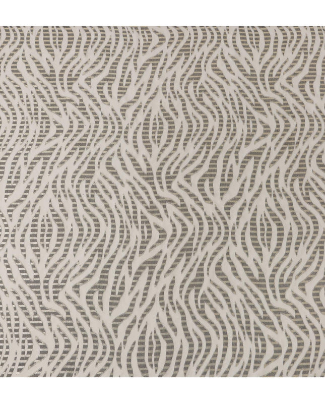 Light Gold French Silk Chiffon Fabric with Metallic Lurex Striped Wave Design, 110 Cms Width, Made in France-D22571