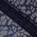 Charcoal Black French Silk Chiffon Fabric with Blue Metallic Lurex Abstract Grid Design, 110 Cms Width, Made in France-D22573