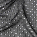 قماش شيفون حريري أسود غامق بتصميم نقاط بولكا معدنية من لوركس، عرض 110 سم، صنع في كوريا الجنوبية - D22575