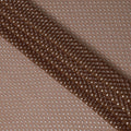 قماش شيفون حريري بني كراميل مع تصميم نقاط بولكا من لوركس معدني، عرض 110 سم، صنع في كوريا الجنوبية - D22576
