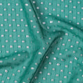 قماش شيفون حريري أخضر زمردي مع تصميم نقاط بولكا من لوركس معدني، عرض 110 سم، صنع في كوريا الجنوبية - D22579