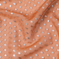 Peach Orange Silk Chiffon Fabric with Metallic Lurex Polka Dot Design, 110 Cms Width, Made in South Korea-D22581