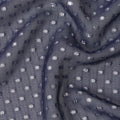 Steel Blue Silk Chiffon Fabric with Metallic Lurex Polka Dot Design, 110 Cms Width, Made in South Korea-D22582