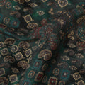 Deep Green Ethnic Printed Blended Viscose Fabric with Paisley & Geometric Motifs, 110 Cms Width, Made in India-D22798