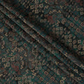 Deep Green Ethnic Printed Blended Viscose Fabric with Paisley & Geometric Motifs, 110 Cms Width, Made in India-D22798