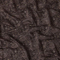 Dark Brown Paisley and Floral Printed Blended Viscose Fabric with Metallic Accents, 110 Cms Width, Made in India-D22801