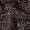 Dark Brown Paisley and Floral Printed Blended Viscose Fabric with Metallic Accents, 110 Cms Width, Made in India-D22801
