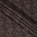 Dark Brown Paisley and Floral Printed Blended Viscose Fabric with Metallic Accents, 110 Cms Width, Made in India-D22801