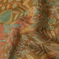 Mustard Yellow Tropical Floral Printed Blended Viscose Fabric with Multicolor Leaf and Fruit Motifs, 110 Cms Width, Made in India-D22803