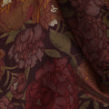 Maroon Floral Printed Blended Viscose Fabric with Gold Highlights and Bold Peony Motifs, 110 Cms Width, Made in India-D22804