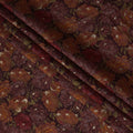 Maroon Floral Printed Blended Viscose Fabric with Gold Highlights and Bold Peony Motifs, 110 Cms Width, Made in India-D22804