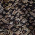Black Ikat-Inspired Diamond Printed Blended Viscose Fabric with Earthy Beige and Taupe Tones, 110 Cms Width, Made in India-D22806