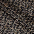 Black Ikat-Inspired Diamond Printed Blended Viscose Fabric with Earthy Beige and Taupe Tones, 110 Cms Width, Made in India-D22806