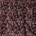Maroon Floral Printed Blended Viscose Fabric with Beige, Blue, and Pink Petal Motifs, 110 Cms Width, Made in India-D22807