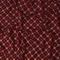 Maroon Geometric Printed Blended Viscose Fabric with Hexagonal Motifs and Gold Foil Accents, 110 Cms Width, Made in India-D22808