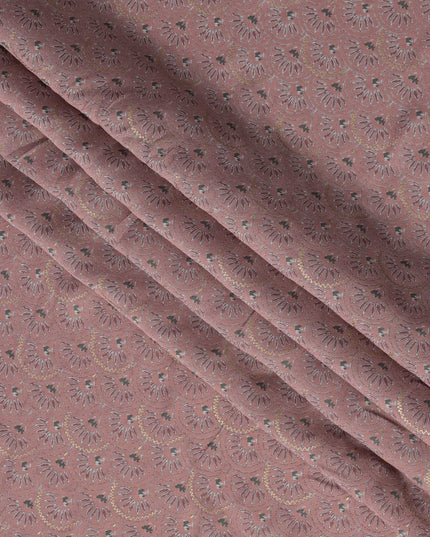 Dusty Pink Floral Booti Printed Blended Viscose Fabric with Gold Highlights and Delicate Motifs, 110 Cms Width, Made in India-D22810 Regal Fabrics