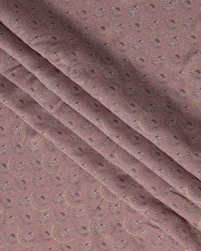 Dusty Pink Floral Booti Printed Blended Viscose Fabric with Gold Highlights and Delicate Motifs, 110 Cms Width, Made in India-D22810 Regal Fabrics