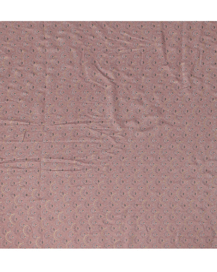 Dusty Pink Floral Booti Printed Blended Viscose Fabric with Gold Highlights and Delicate Motifs, 110 Cms Width, Made in India-D22810 Regal Fabrics