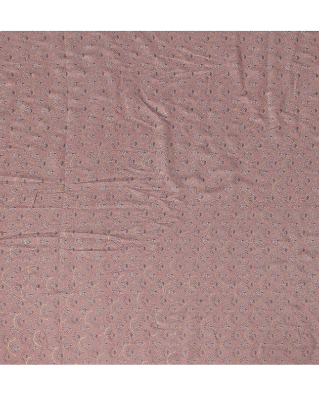 Dusty Pink Floral Booti Printed Blended Viscose Fabric with Gold Highlights and Delicate Motifs, 110 Cms Width, Made in India-D22810 Regal Fabrics