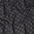 Navy Blue Geometric Printed Blended Viscose Fabric with Beige Diamond Motifs and Dot Clusters, 110 Cms Width, Made in India-D22814