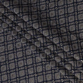 Navy Blue Geometric Printed Blended Viscose Fabric with Beige Diamond Motifs and Dot Clusters, 110 Cms Width, Made in India-D22814