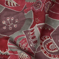 Maroon and Grey Abstract Floral Printed Blended Viscose Fabric with Handblock-Style Motifs, 110 Cms Width, Made in India-D22821