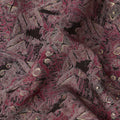 Wine and Black Abstract Geometric Printed Blended Viscose Fabric with Metallic Accents and Tribal-Inspired Motifs, 110 Cms Width, Made in India-D22823