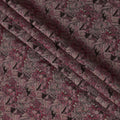 Wine and Black Abstract Geometric Printed Blended Viscose Fabric with Metallic Accents and Tribal-Inspired Motifs, 110 Cms Width, Made in India-D22823
