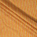 Bright Orange Wavy Striped Printed Blended Viscose Fabric with Dotted Bandhani-Inspired Pattern in Yellow and Pink, 110 Cms Width, Made in India-D22825