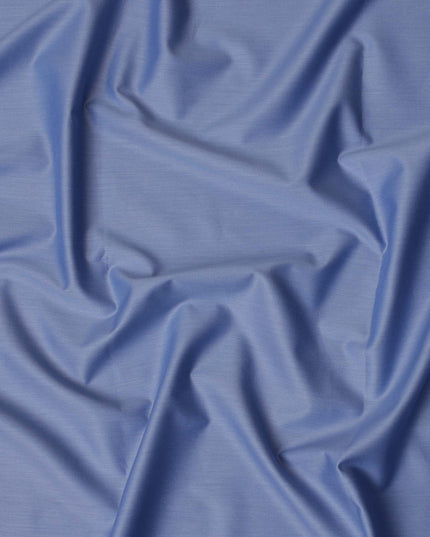 قماش قمصان قطني سويسري 100% بلون أزرق فولاذي، تصميم سادة، عرض 150 سم، صنع في سويسرا - D22873