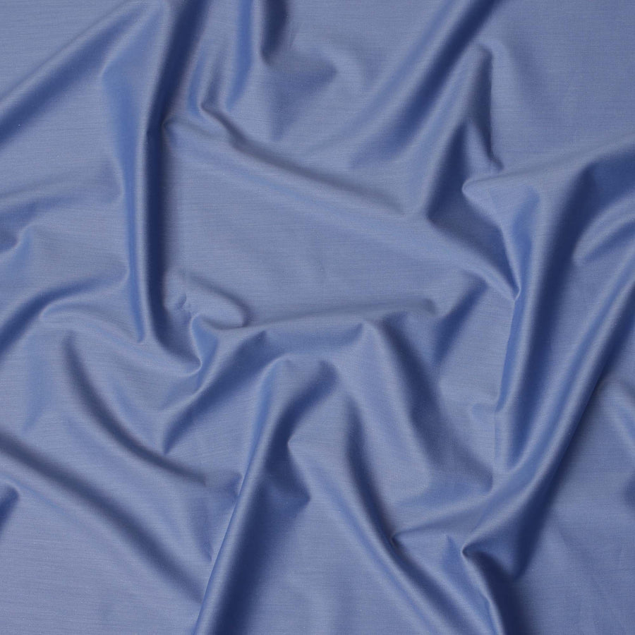 قماش قمصان قطني سويسري 100% بلون أزرق فولاذي، تصميم سادة، عرض 150 سم، صنع في سويسرا - D22873