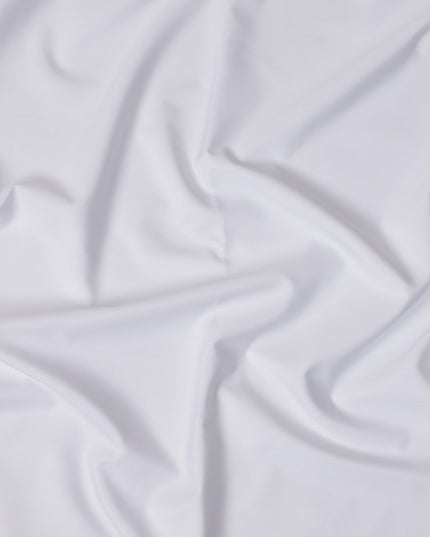 قماش قمصان قطني سويسري 100% بلون أبيض ثلجي سادة، لمسة نهائية ناعمة ومتينة، عرض 150 سم، صنع في سويسرا - D22876