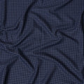 Navy Blue and Grey Small Check 100% Cotton Shirting Fabric, Fine Grid Design, 150 cm Width, Made in Italy-D22878