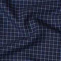 Navy Blue and Grey Small Check 100% Cotton Shirting Fabric, Fine Grid Design, 150 cm Width, Made in Italy-D22878