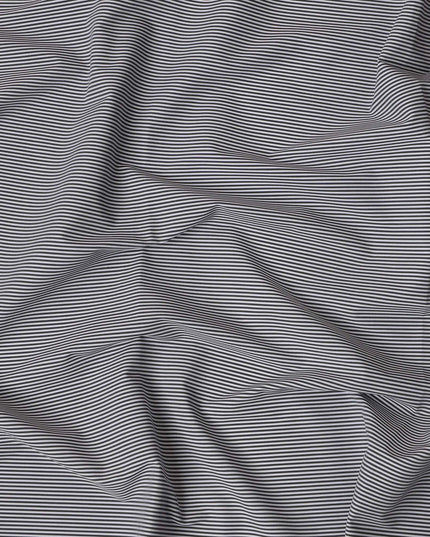 Black and White Micro Stripe 100% Cotton Shirting Fabric, Fine Twill Design, 150 cm Width, Made in Italy-D22880