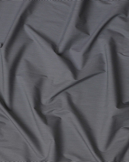 Black and White Horizontal Stripe 100% Cotton Shirting Fabric, Fine Line Pattern, 150 cm Width, Made in Italy-D22881